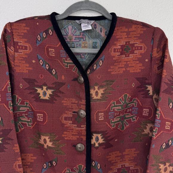 Stonebridge Jacket Womens Petite Small Tapestry Aztec Southwestern Boho Western - Picture 4 of 9